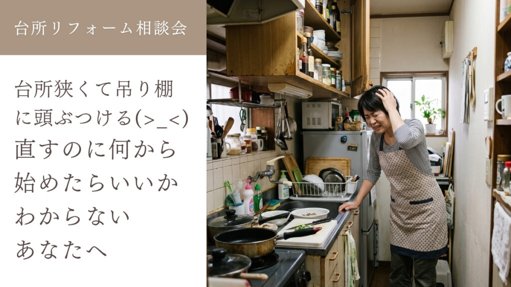 台所リフォーム相談会「台所狭くて吊り棚に頭ぶつける！直すのに何から始めたらいいかわからないあなたへ」