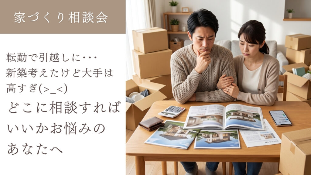 家づくり相談会「転勤で引越しに･･･新築考えたけど大手は高すぎ(>_<)どこに相談すればいいかお悩みのあなたへ」